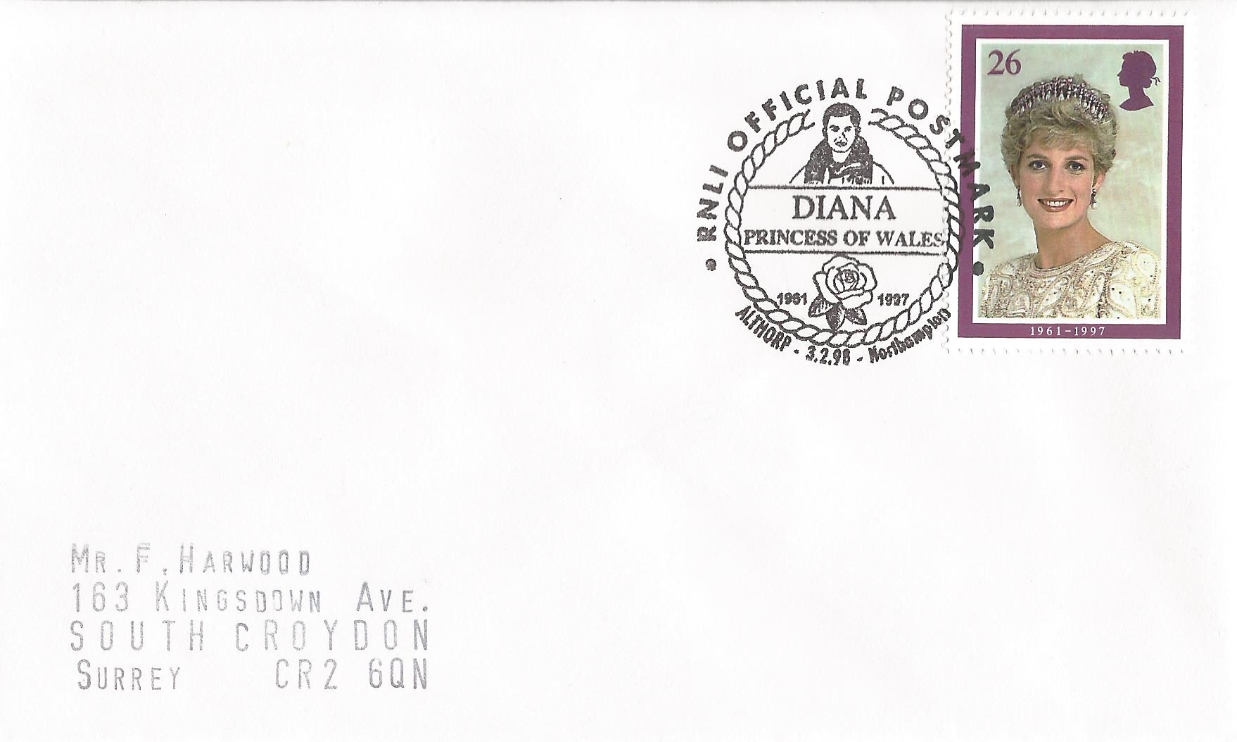 RNLI Official Postmark Diana Princess of Wales 1961 1997 Althorp Northampton_10981