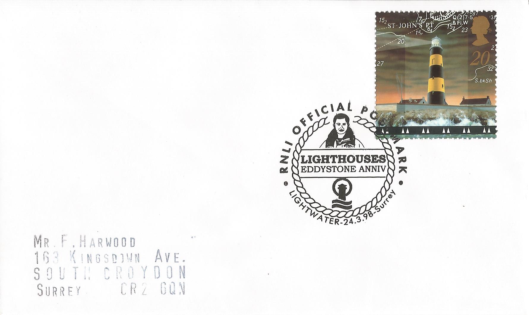 RNLI Official Postmark Lighthouses Eddystone Anniv Lightwater Surrey_11079