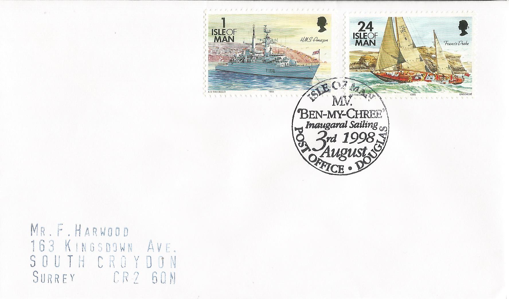 M.V.Ben-My-Chree Inaugural Sailing Isle of Man Post Office Douglas_M379