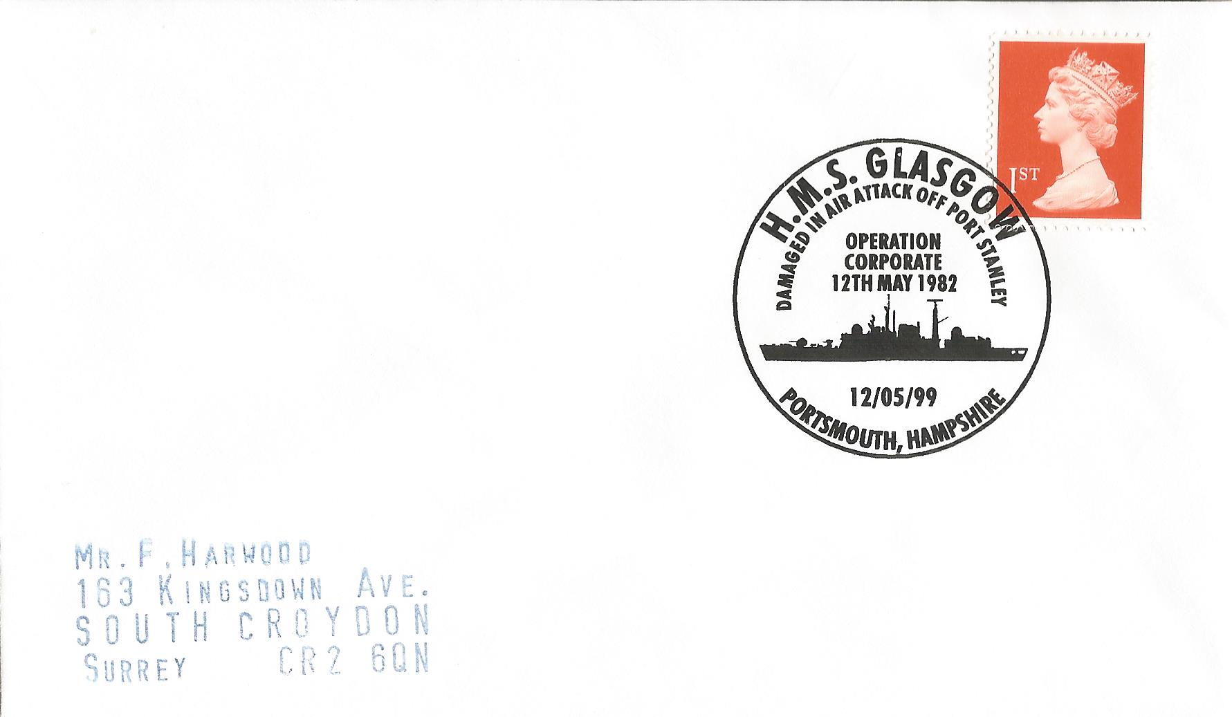 HMS Glasgow Damaged in air attack off Port Stanley Operation Corporate 12th May 1982 Portsmouth Hampshire_11809