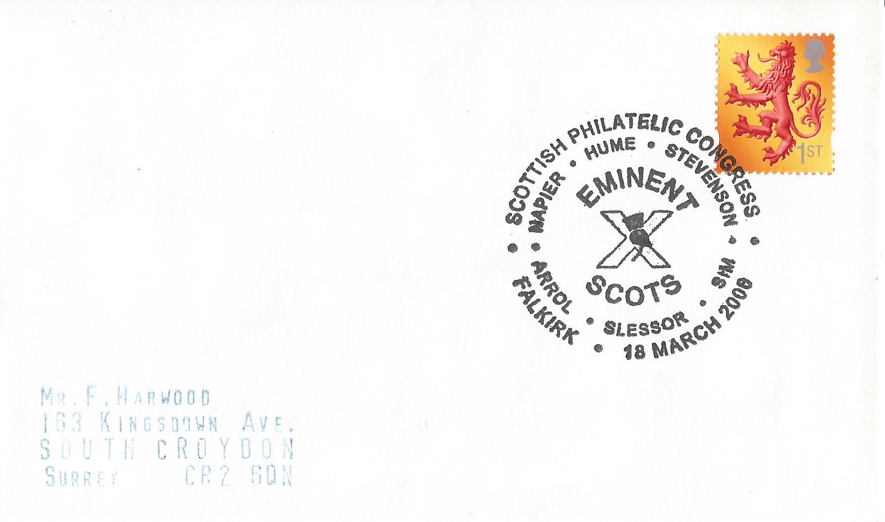 Scottish Philatelic Congress Eminent Scots Hume Stevenson Sim Slessor  Arrol Napier Falkirk_12474