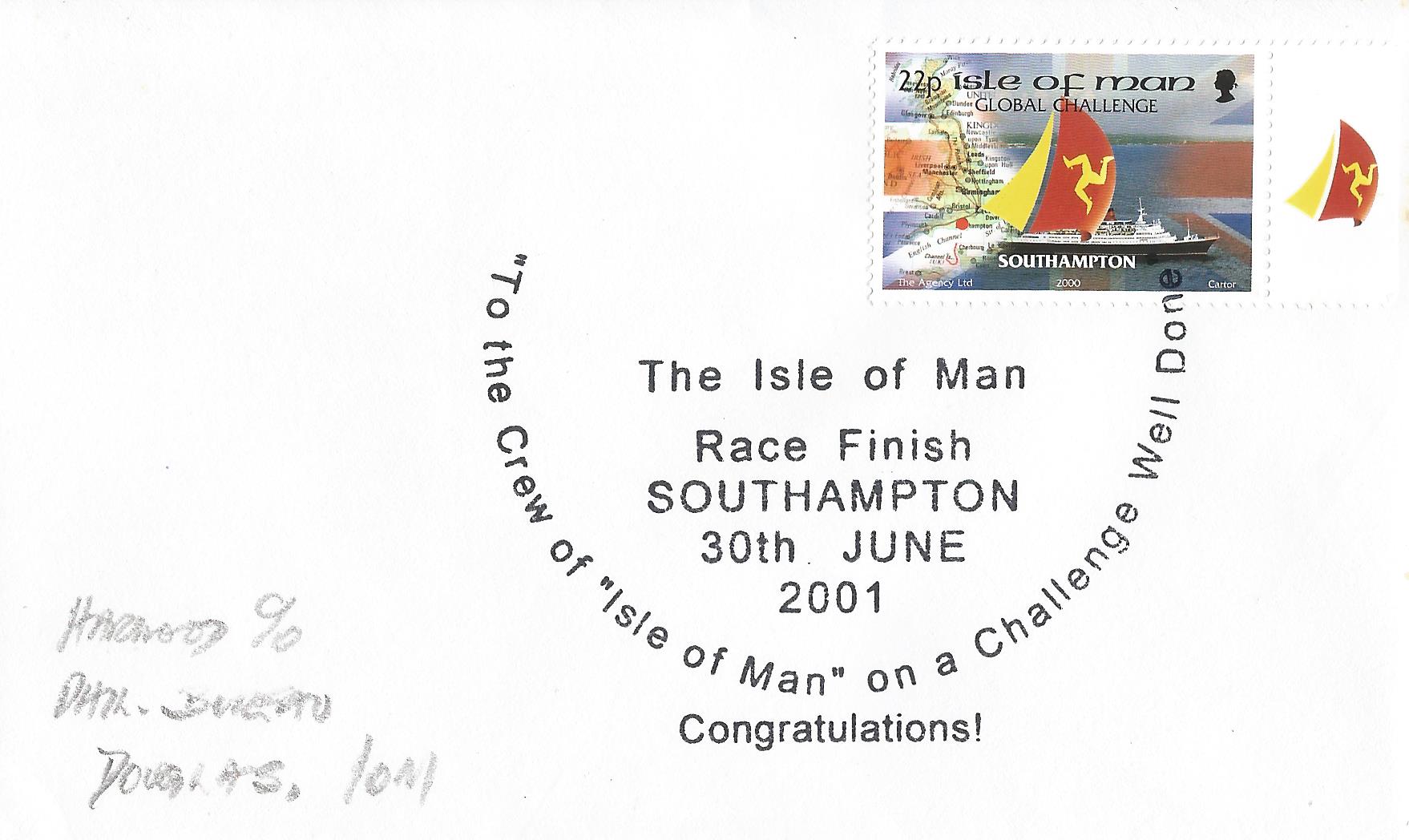 To The Crew of Isle of Man on a Challenge Well Done Congratulations The Isle of Man Race Finish Southampton_M464
