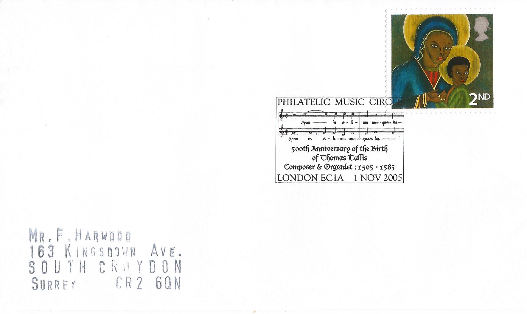 Philatelic Music Circle 500th Anniversary of the Birth of Thomas Tallis Composer & Organist 1505 1585 London EC1A_15688