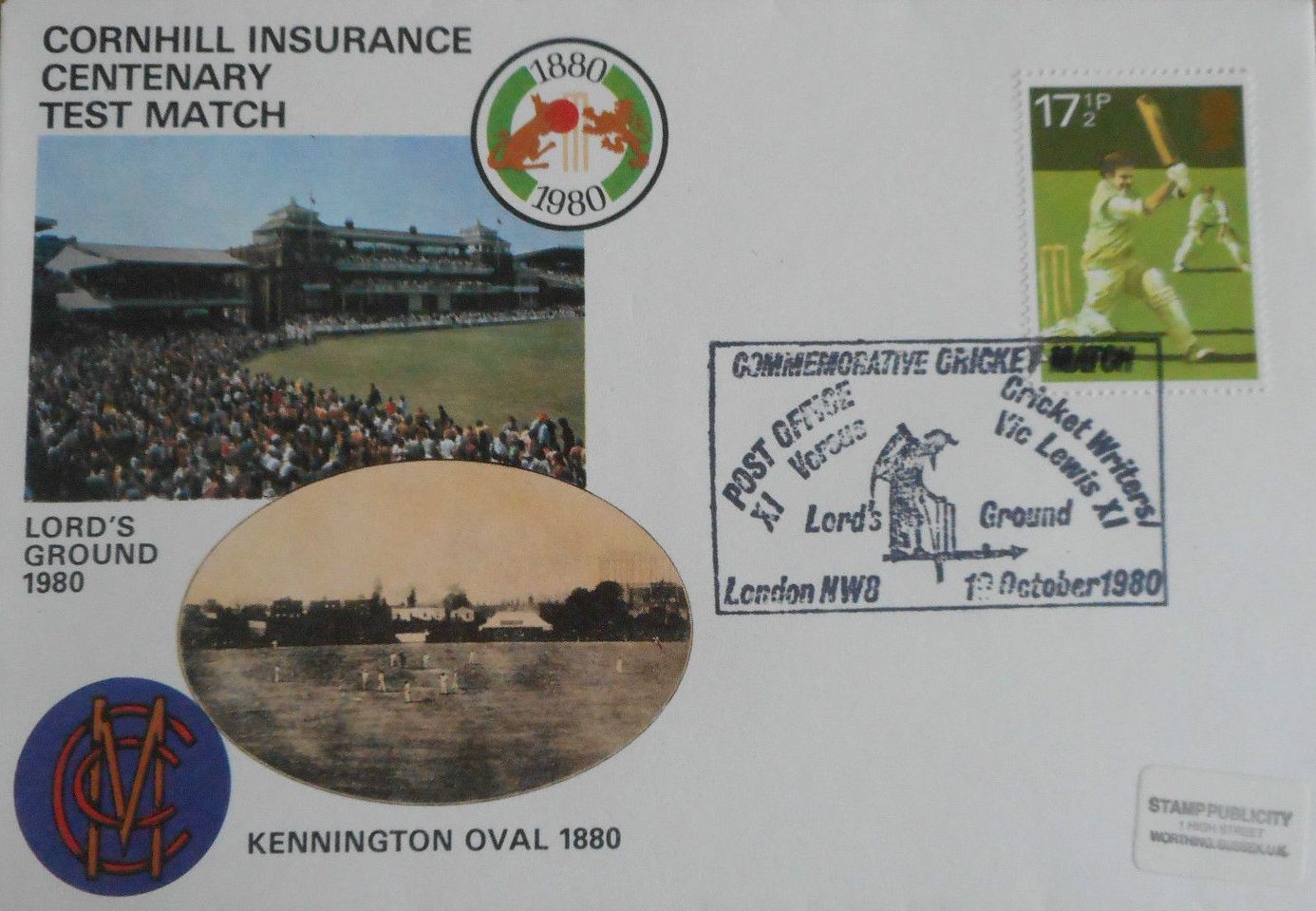 Commemorative Cricket Match Post Office XI versus Cricket Writers 17C Lewis XI Lords Ground London NW8_4502