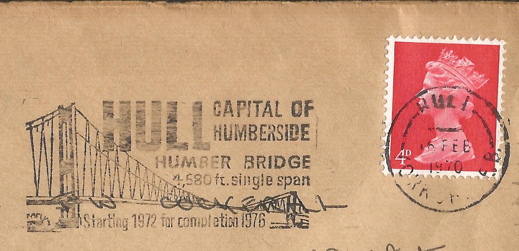 Hull Capital Of Humberside Humber Bridge 4580 ft single span Starting 1972 for completion 1976
