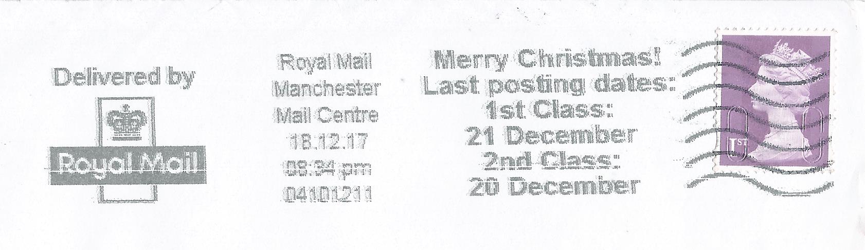 Merry Christmas Last Posting Dates 1st Class 21 December 2nd Class 20 December