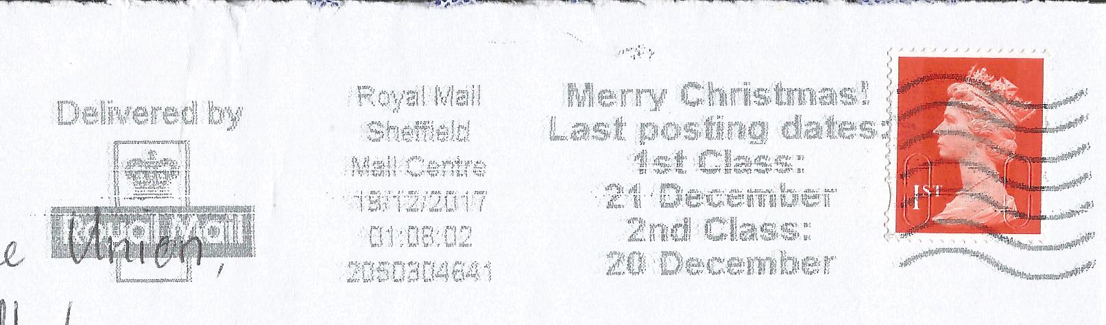 Merry Christmas Last Posting Dates 1st Class 21 December 2nd Class 20 December