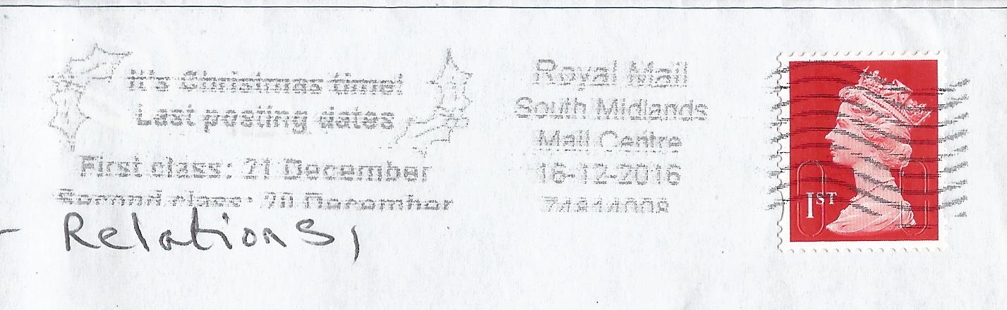 It's Christmas time Last posting dates First class 21 December Second Class 20 December