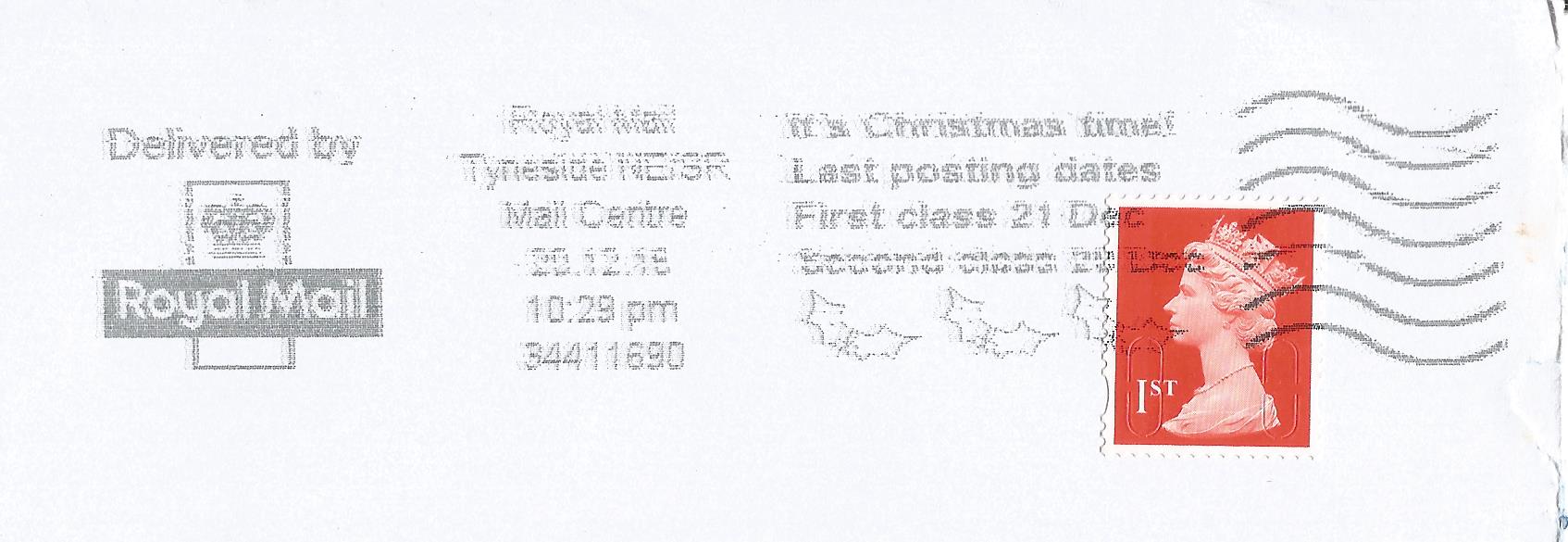 It's Christmas time Last posting dates First class 21 December Second Class 20 December