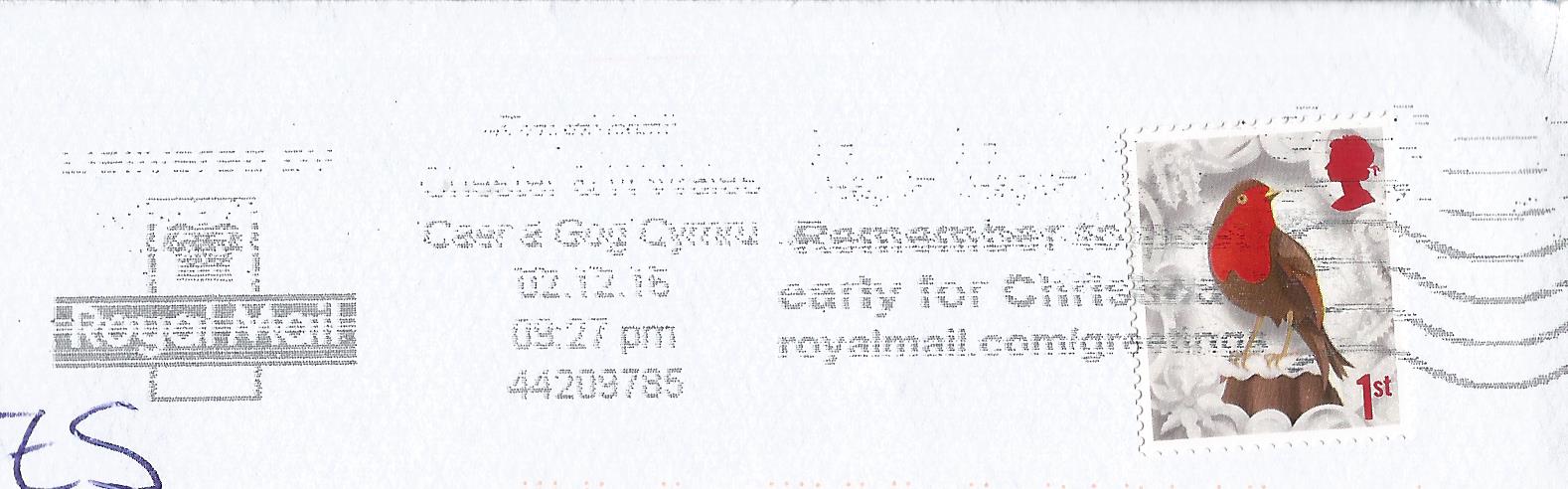 Remember to post early for Christmas royalmail.com greetings - Caer a Gog