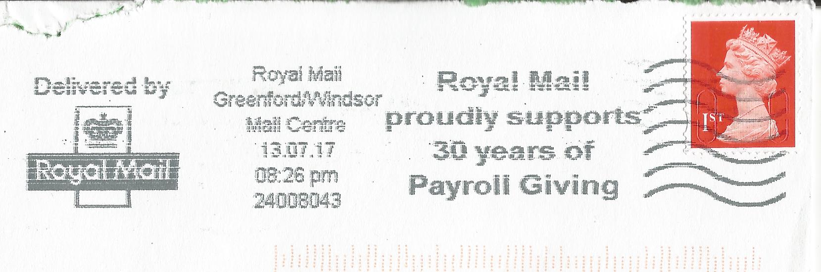 Royal Mail proudly supports 30 years of Payroll Giving