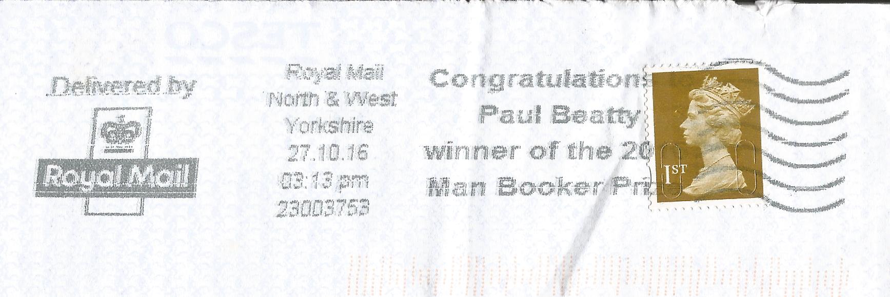 Congratulations to Paul Beatty winner of the 2016 Man Booker Prize