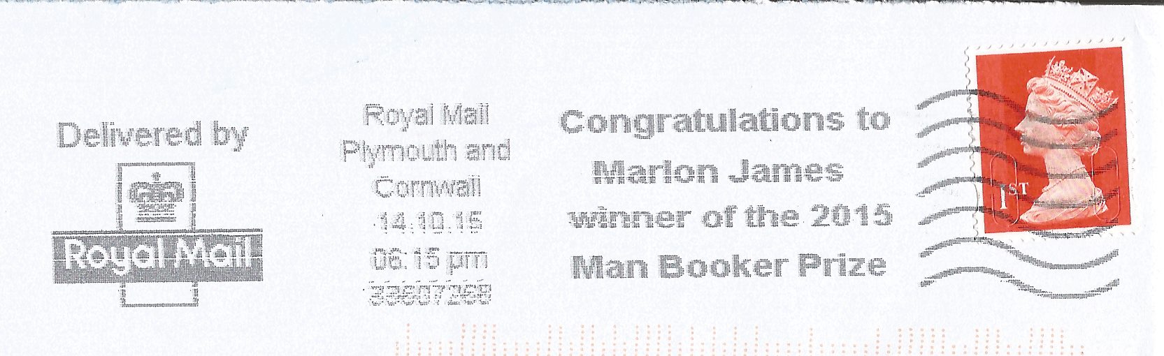 Congratulations to Marlon James winner of the 2015 Man Booker Prize