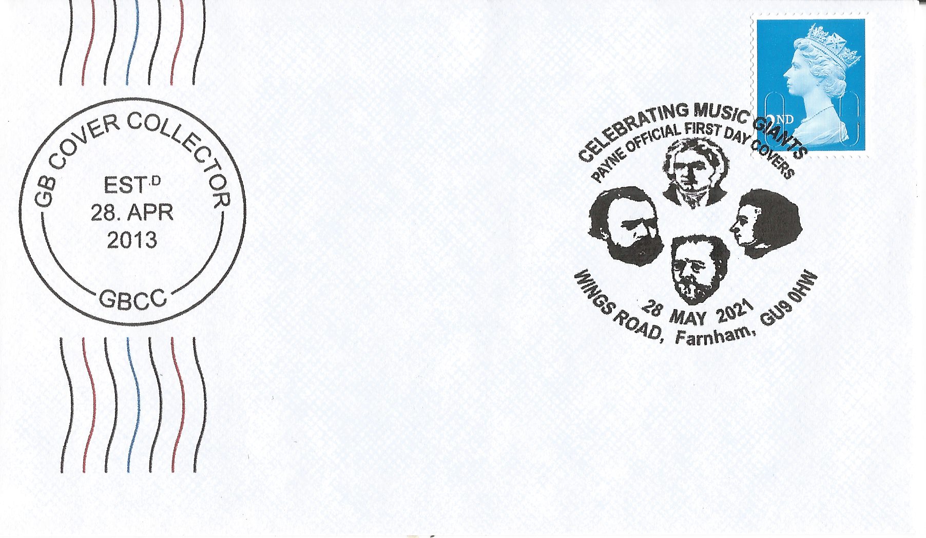 Celebrating Music of Giants Payne Official First Day Covers Wings Road Farnham GU9 0HW