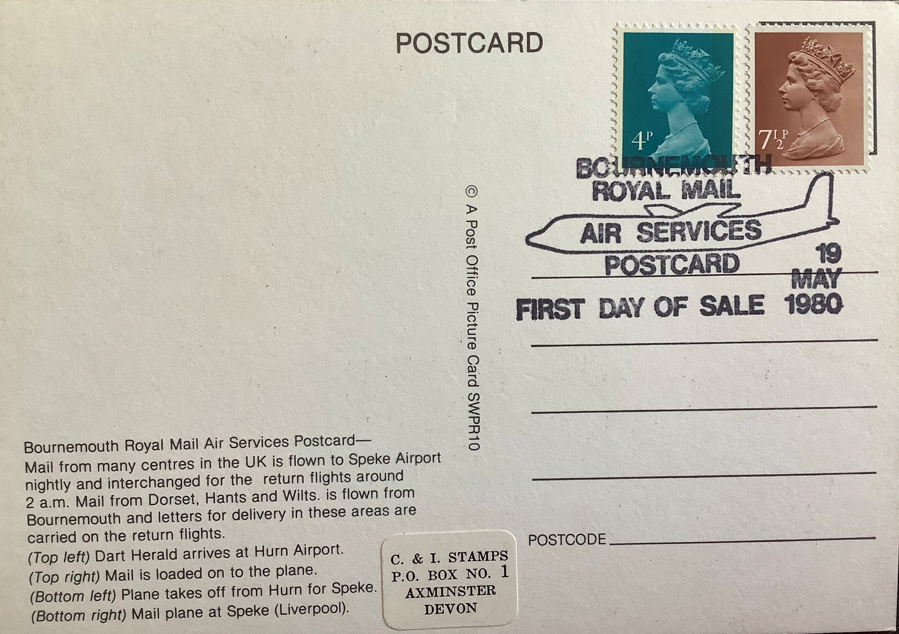 Bournemouth Royal Mail Air Services Postcard First Day of Sale_4226