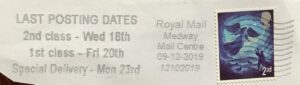 Last Posting Dates 2nd Class - Wed 18th 1st Class - Fri 20th Special Delivery - Mon 23rd